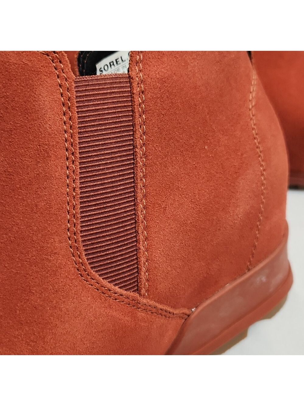 Sorel Evie Pull-on Suede Waterproof Orange  Ankle Boots (W Size 9) - Picture 14 of 15